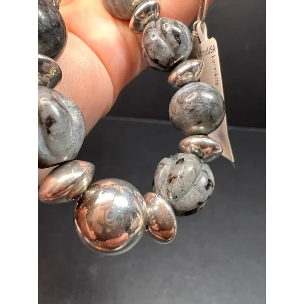 NEW Larvakite and sterling silver necklace
